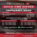 ACCA CBE Exam Dates January 2025 at TSA P.E.C.H.S and North Campuses