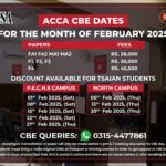 ACCA CBE Testing Center Dates February 2025 - P.E.C.H.S and North Campus TSA