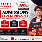 Tabani’s College XI admissions open 2026-27 poster with scholarship offer for Pre-Medical, Pre-Engineering, Science General and Commerce students in Karachi