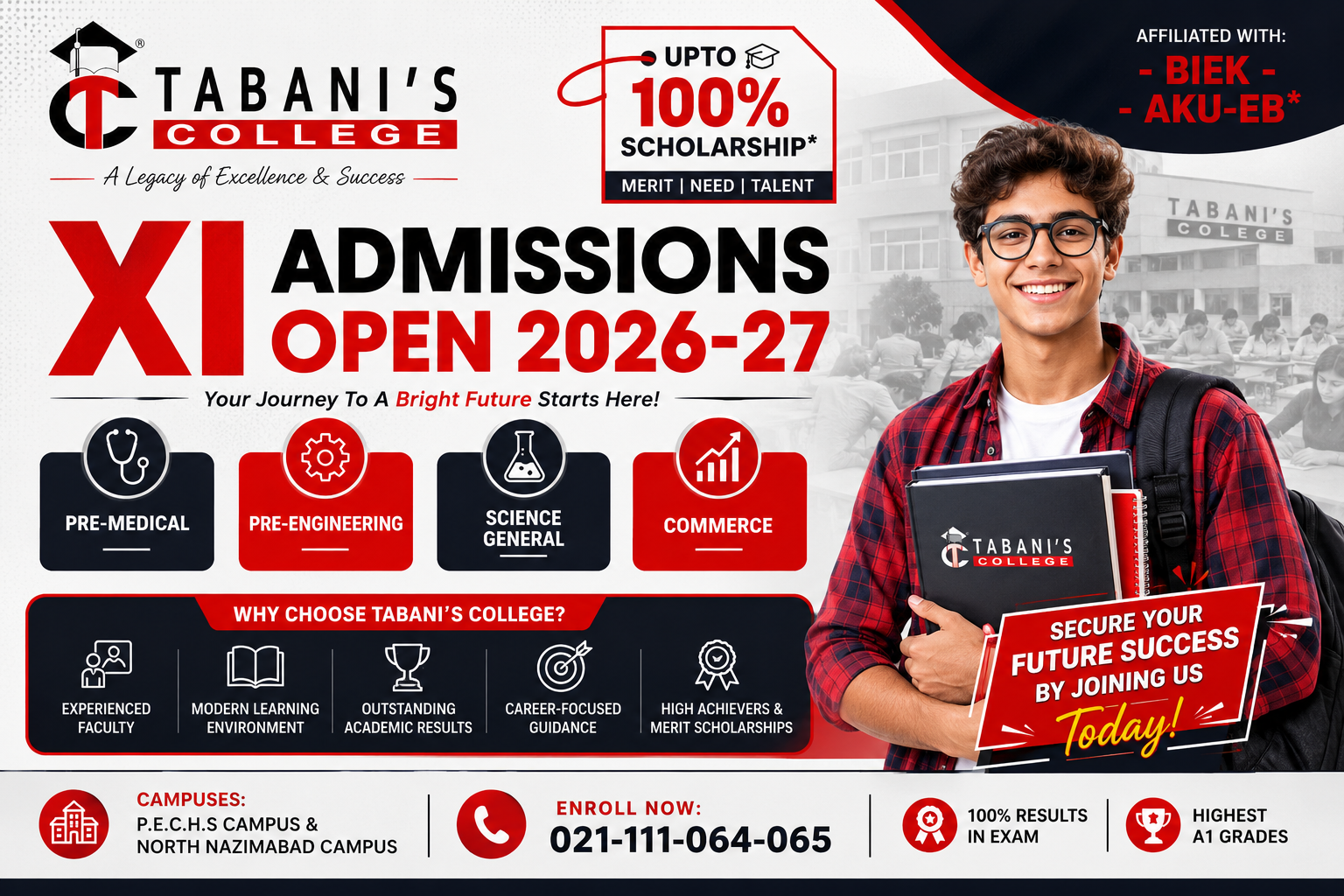 Tabani’s College XI admissions announcement for session 2026–27